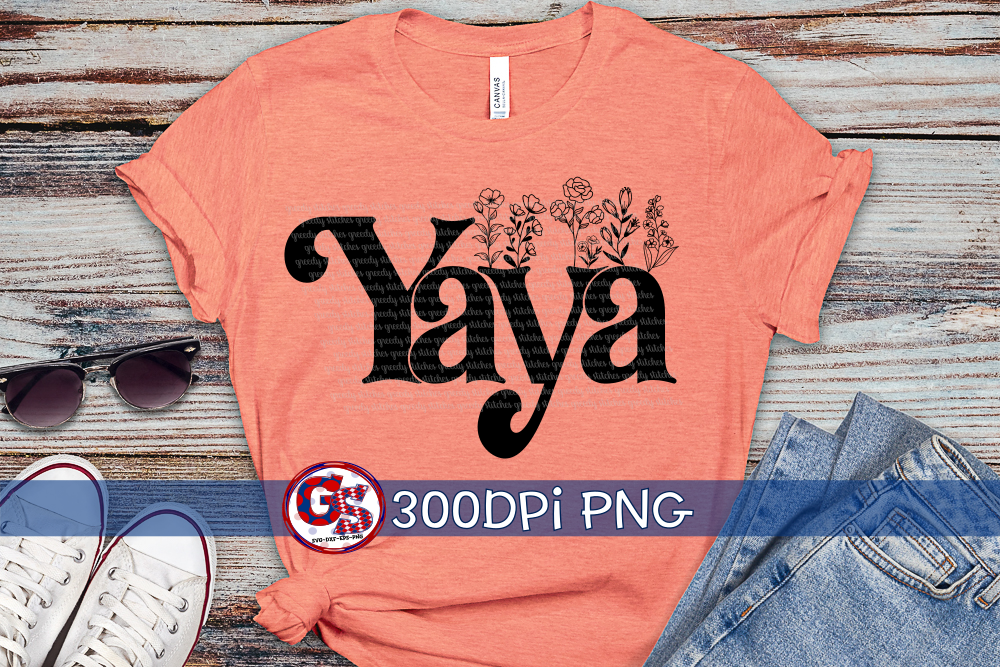 Floral Yaya PNG for Sublimation
