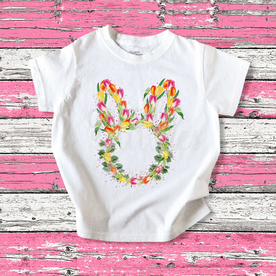 Easter Floral Bunny YOUTH Screen Print Transfer