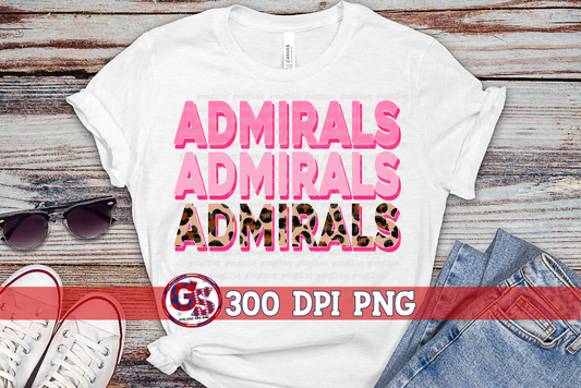 Admirals Pink Leopard Breast Cancer PNG for Sublimation