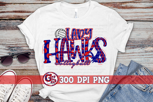 Hancock Lady Hawks Volleyball Word Art PNG for Sublimation