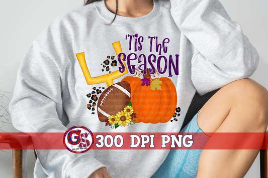 Tis the Season Pumpkin Football PNG For Sublimation