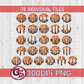 Basketball Scalloped Monogram Font Set PNG for Sublimation