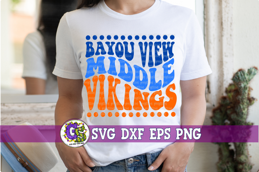 Bayou View Middle Vikings Groovy Wave SVG DXF EPS PNG