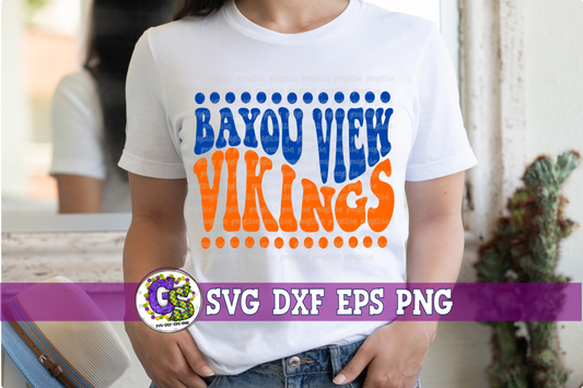 Bayou View Vikings Groovy Wave SVG DXF EPS PNG