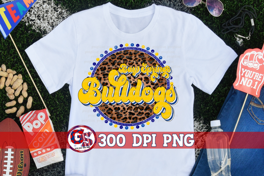 Bay Springs Bulldogs Retro Medallion Royal Yellow PNG for Sublimation