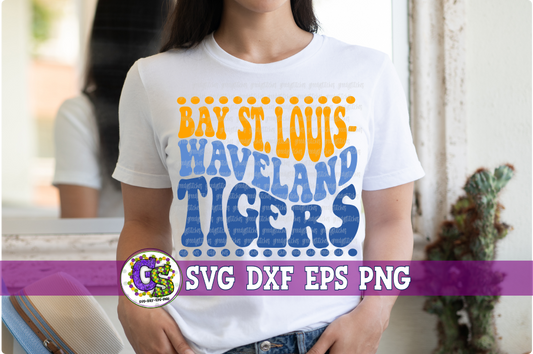 Bay St. Louis-Waveland Tigers Groovy Wave SVG DXF EPS PNG