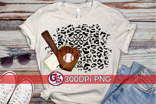 Baseball Leopard PNG for Sublimation