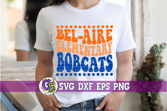 Bel-Are Elementary Bobcats Groovy Wave SVG DXF EPS PNG