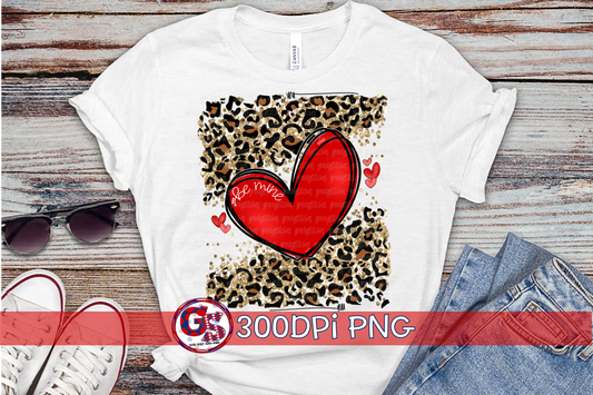 Be Mine glitter leopard PNG for Sublimation