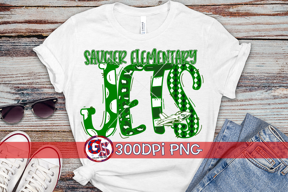 Saucier Elementary Jets word art PNG for Sublimation