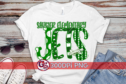 Saucier Elementary Jets word art PNG for Sublimation