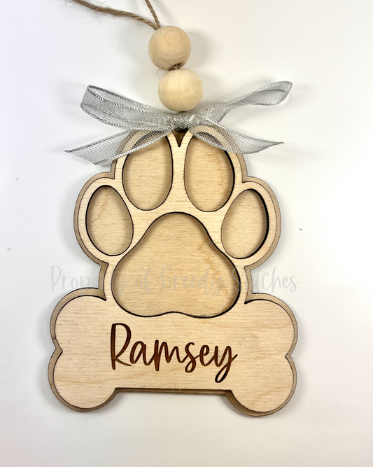 Pet Paw & Bone Personalized Ornament