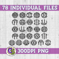 Black and Grey Leopard Monogram Set PNG for Sublimation