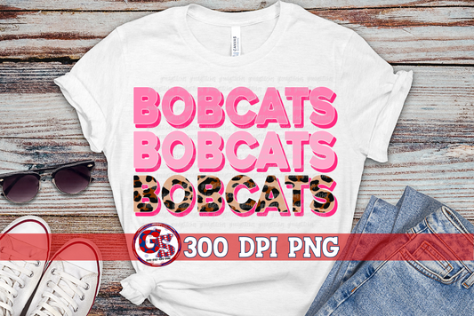 Bobcats Pink Leopard Breast Cancer PNG for Sublimation
