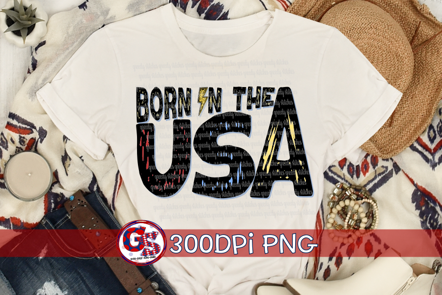 Born in the USA Lightning Bolt PNG for Sublimation