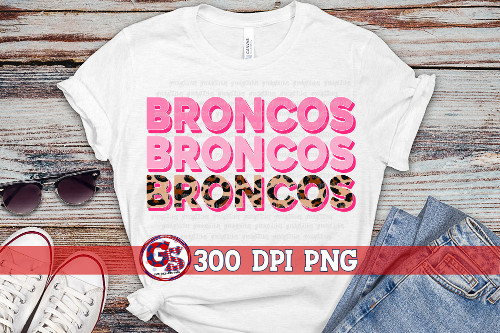 Broncos Pink Leopard Breast Cancer PNG for Sublimation