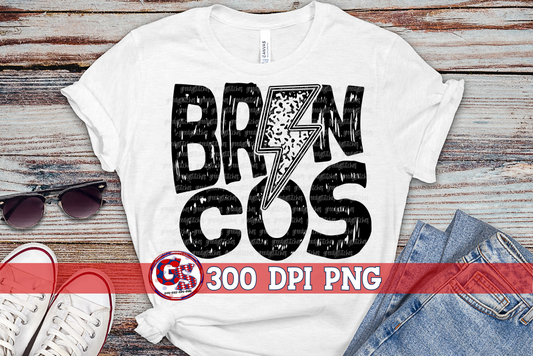 Broncos Grunge Lightning Bolt PNG for Sublimation