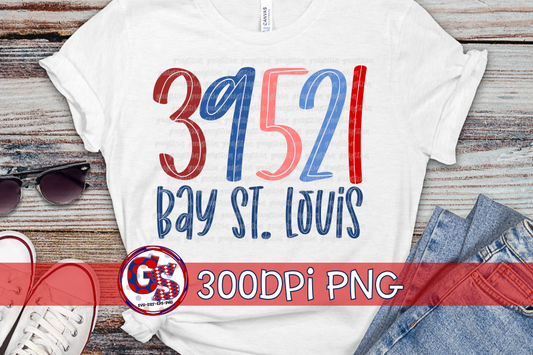 39521 Bay St. Louis Zip Code PNG for Sublimation
