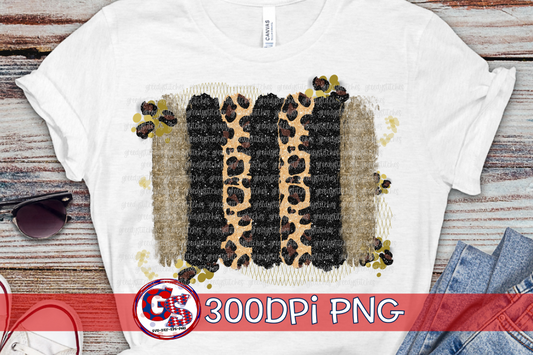 New Year Lace and Leopard Brush Strokes PNG for Sublimation