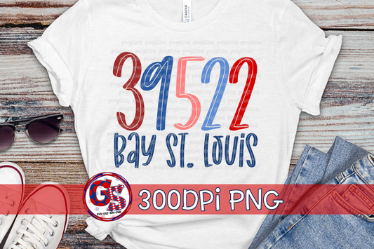 39522 Bay St. Louis Zip Code PNG for Sublimation
