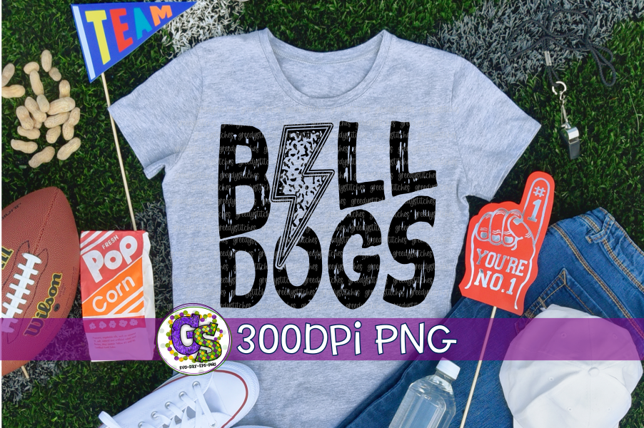 Bulldogs Grunge Lightning Bolt PNG for Sublimation