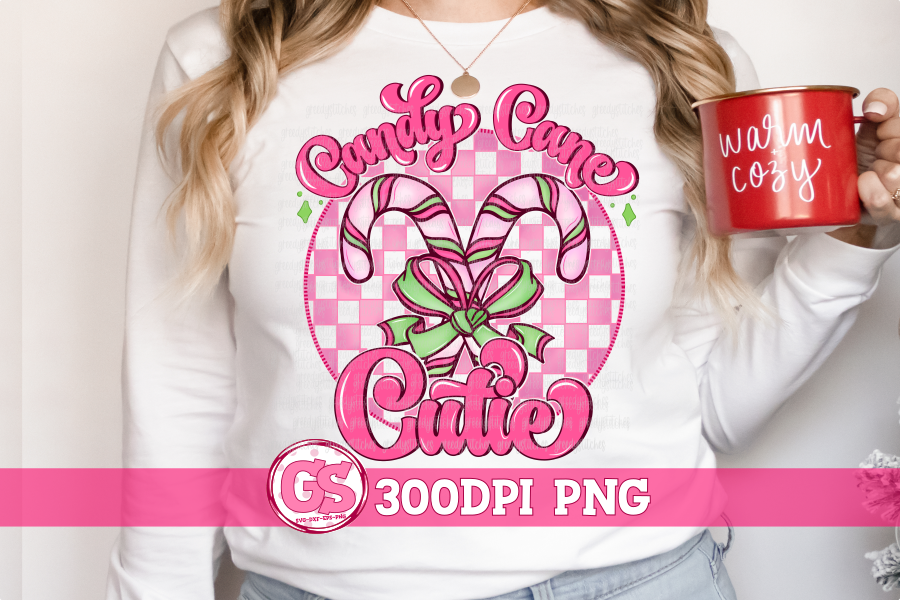 Retro Candy Cane Cutie PNG for Sublimation