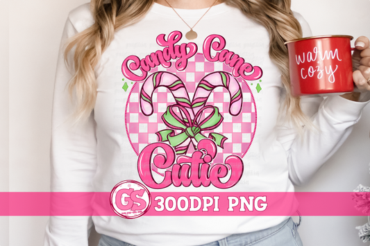 Retro Candy Cane Cutie PNG for Sublimation