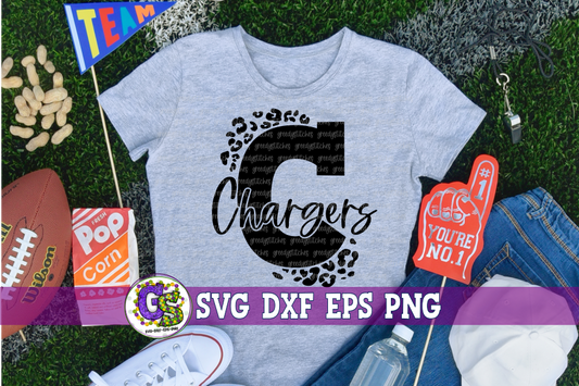 Chargers C Leopard SVG DXF EPS PNG