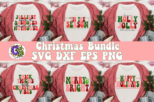 Groovy Retro Christmas Bundle SVG DXF EPS PNG