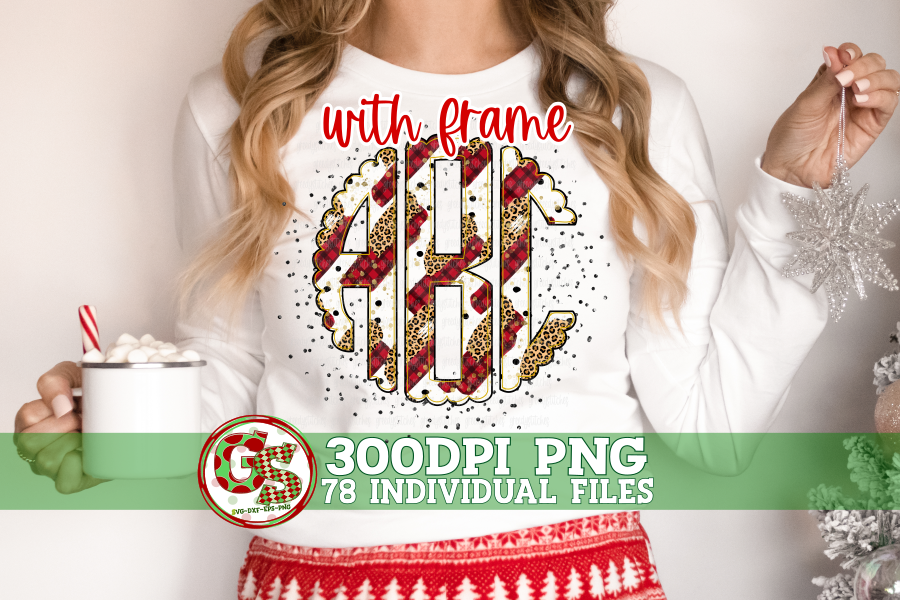 Christmas Scalloped Monogram Set PNG for Sublimation