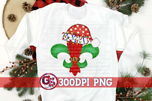 Cajun Christmas Fleur De Lis PNG for Sublimation