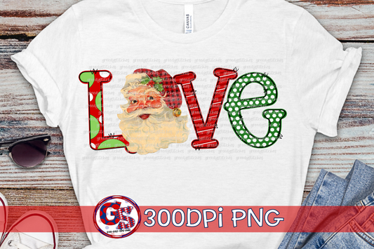 Love Santa Christmas PNG for Sublimation