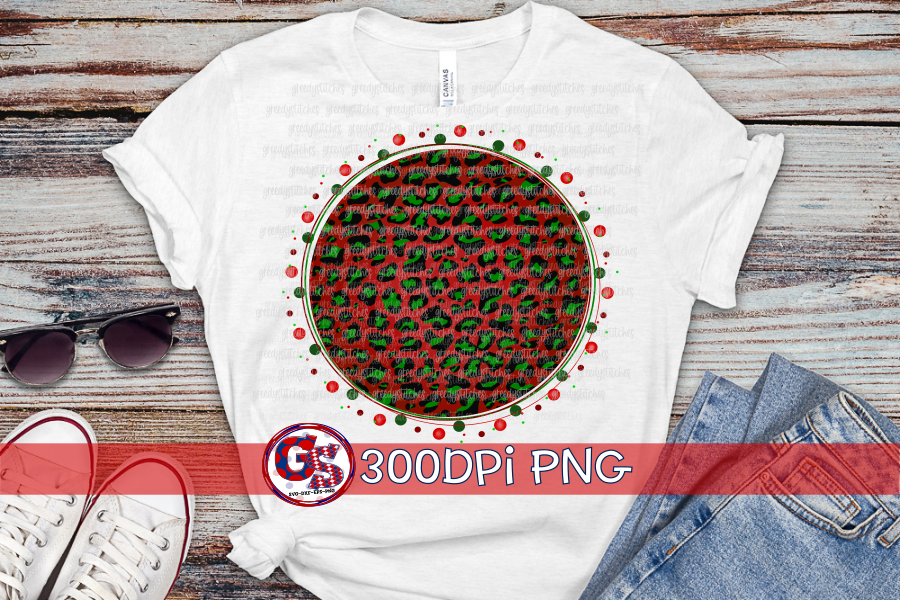 Red & Green Christmas Scatter Medallion PNG for Sublimation