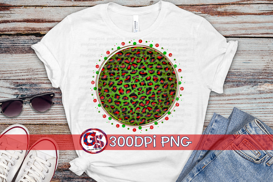 Green & Red Christmas Scatter Medallion PNG for Sublimation