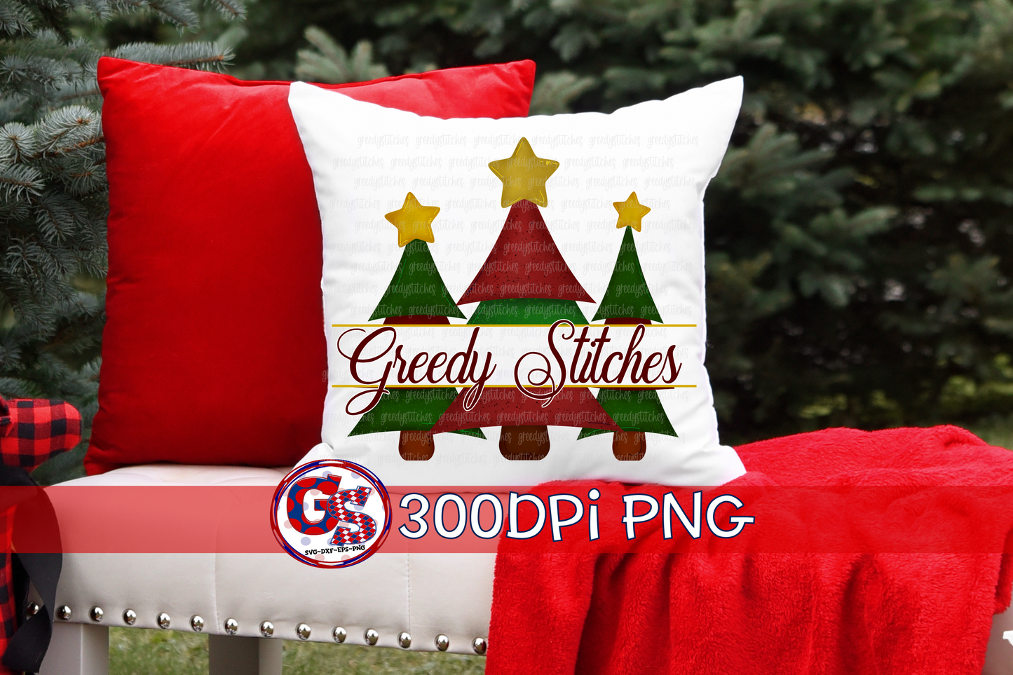 Split Christmas Tree Frame PNG for Sublimation