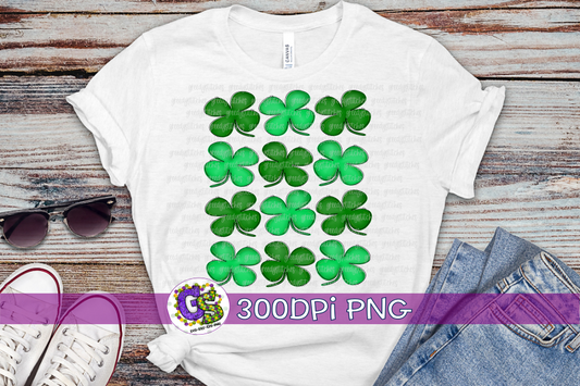 St. Patrick's Day Clover Rows PNG for Sublimation