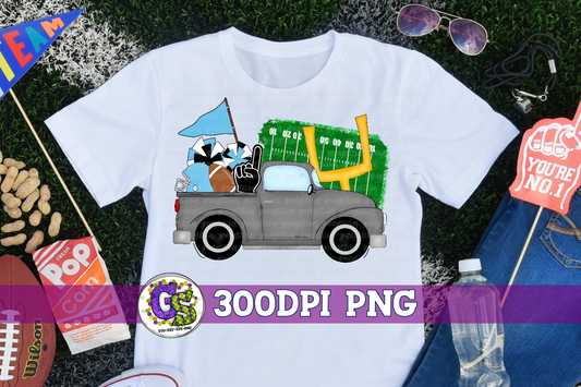 Football Truck Columbia Blue and Black PNG for Sublimation