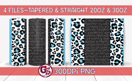 Columbia Blue and Black Tumbler Wraps PNG for Sublimation