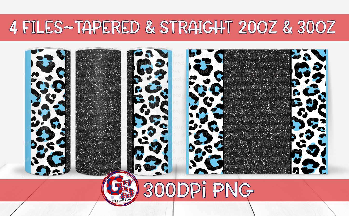 Columbia Blue and Black Tumbler Wraps PNG for Sublimation