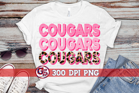 Cougars Pink Leopard Breast Cancer PNG for Sublimation