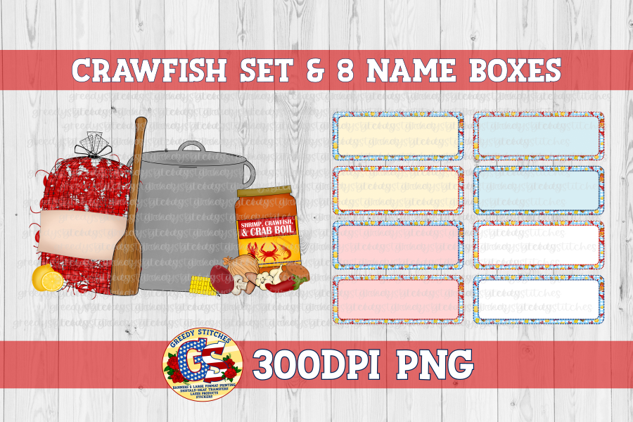 Children's Crawfish and Name Box Set PNG Sublimation