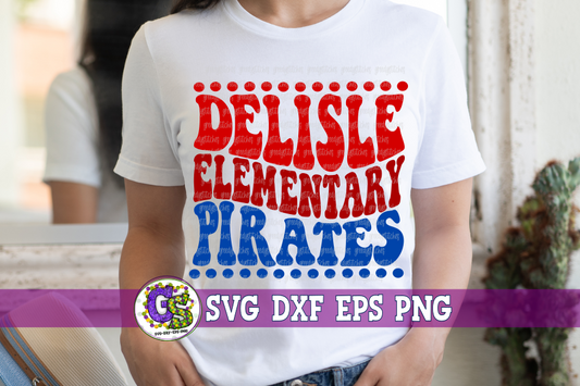 Delisle Elementary Pirates Groovy Wave SVG DXF EPS PNG