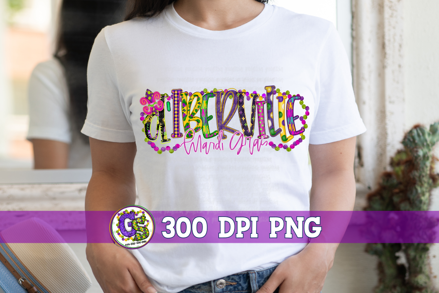 d'Iberville Mardi Gras Word Art PNG for Sublimation