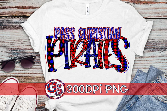 Pass Christian Pirates Word Art PNG for Sublimation