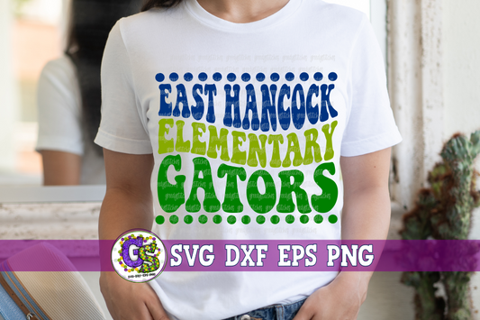East Hancock Elementary Gators Groovy Wave SVG DXF EPS PNG