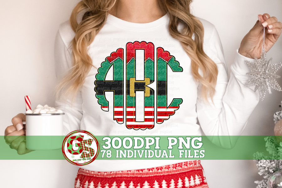 Christmas Elf Scalloped Monogram Set PNG