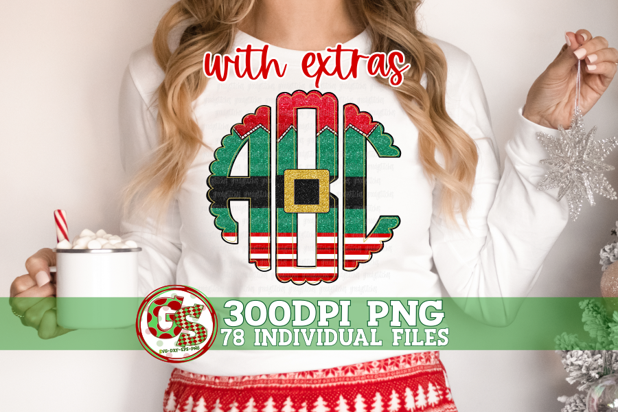 Christmas Elf Scalloped Monogram Set PNG