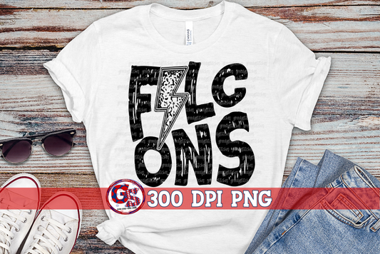 Falcons Grunge Lightning Bolt PNG for Sublimation