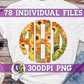 Fall Sunflower Monogram Set PNG for Sublimation