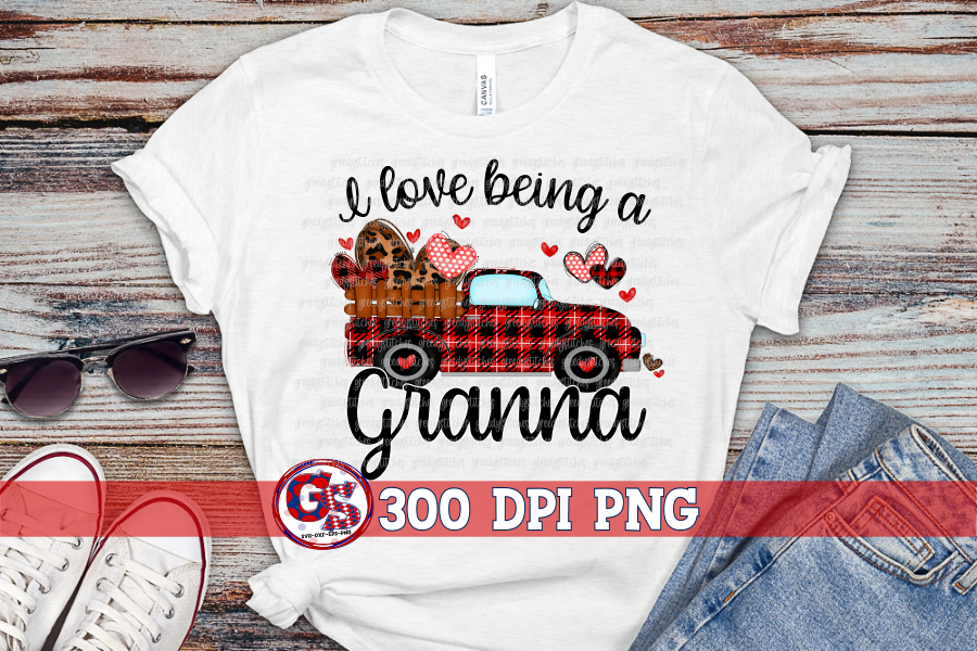 I Love Being A Granna Antique Truck Valentine's Day PNG for Sublimation